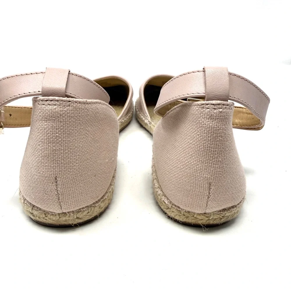 Michael Kors Womens Blush Pink Canvas Ankle Strap Espadrille Flats MK‎ Logo 7M